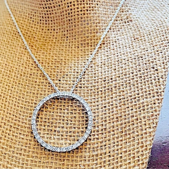 Sterling Silver 925 Diamond Crystal CZ Layering Sparkly Gift Double 2 Necklaces - Picture 10 of 13